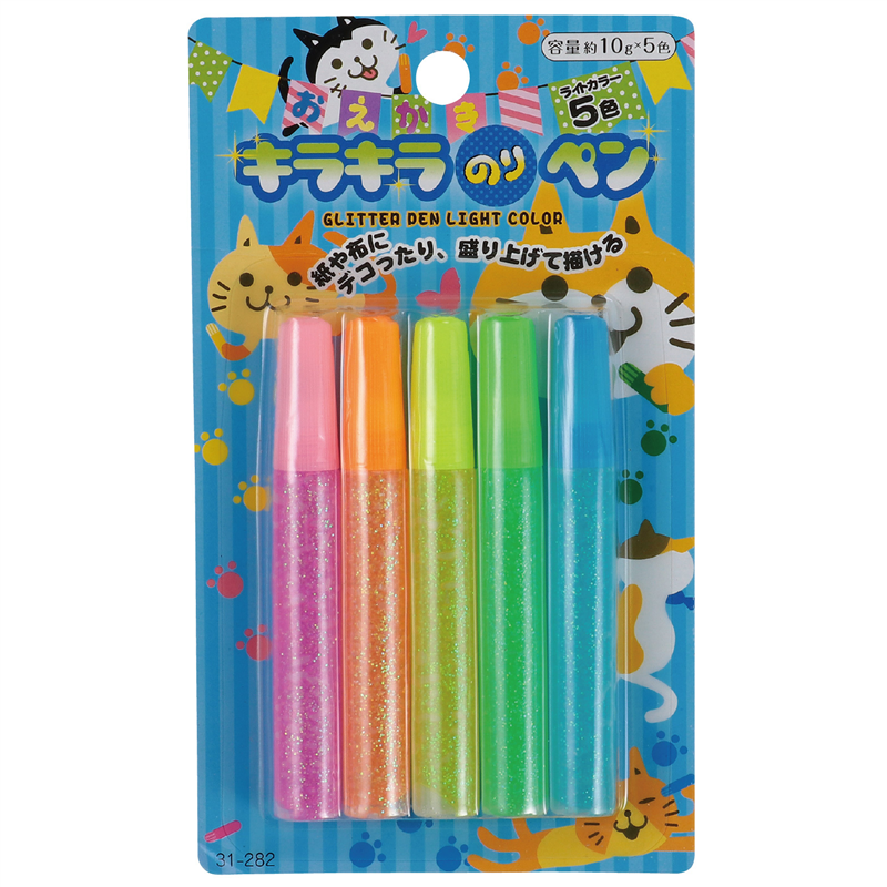 アーテック キラキラのりペン 10g ライトカラー5色入 1個（ご注文単位1個）【直送品】