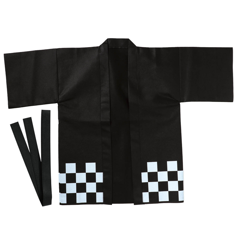 アーテック カラー不織布ハッピ 市松柄 黒 J 1枚（ご注文単位1枚）【直送品】