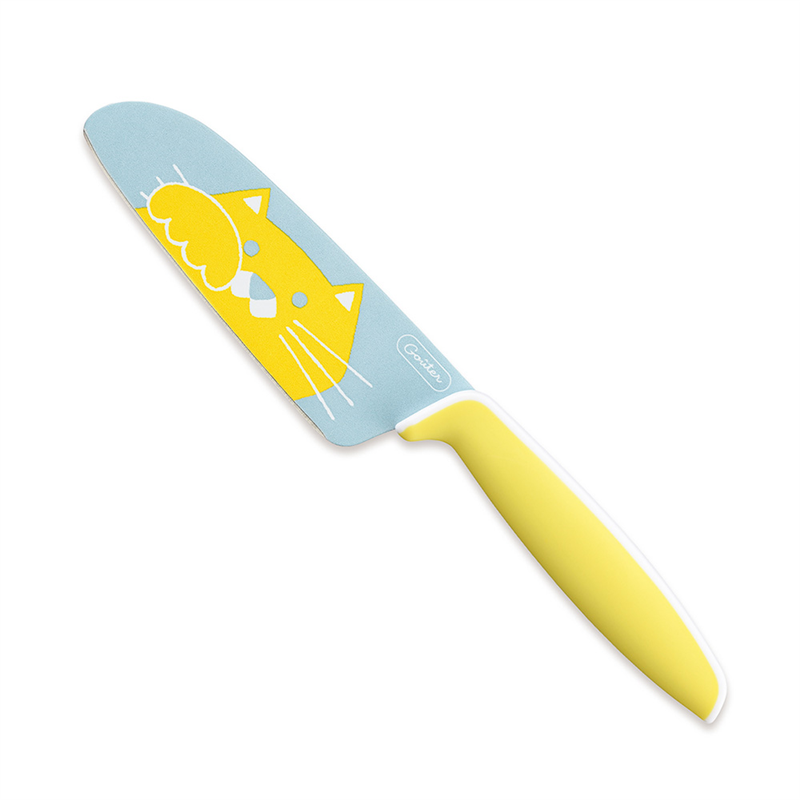 グーテ 子供用包丁(両刃) FC-790 イエロー(ねこ) 1個(ご注文単位1個)【直送品】