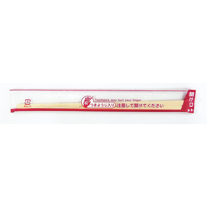 割りばし OPP 完封箸 茶線柄 楊枝入 (100膳入) 1袋(ご注文単位1袋)【直送品】