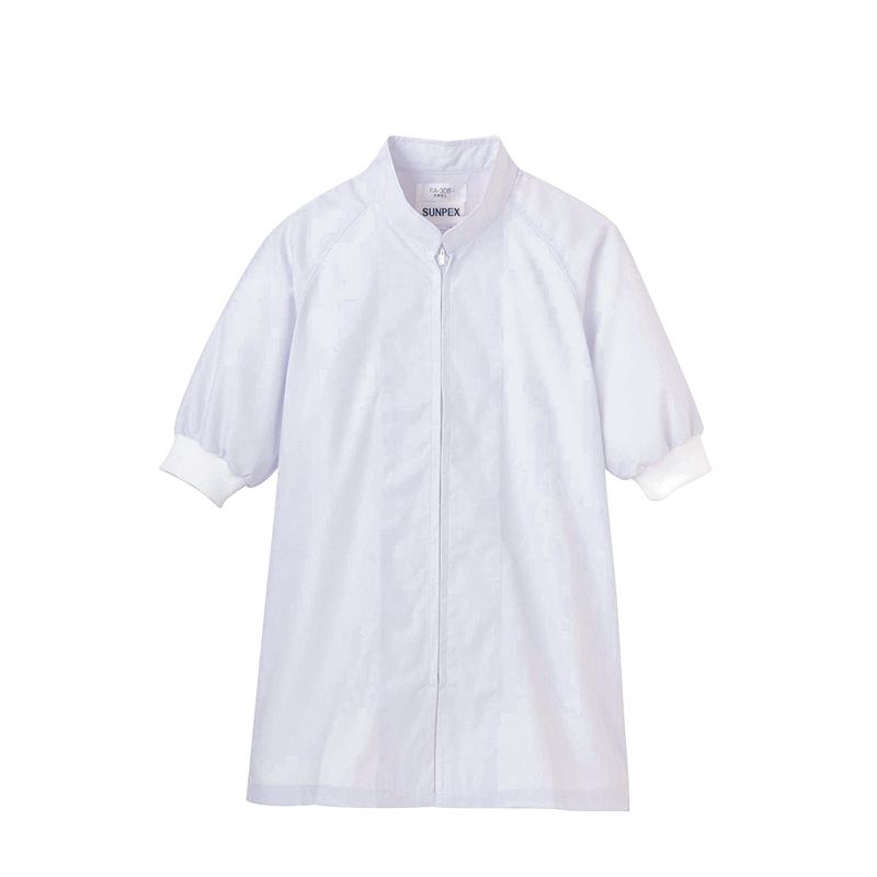 男女兼用半袖コート　FA-302 （ホワイト）L 1袋（ご注文単位1袋）【直送品】