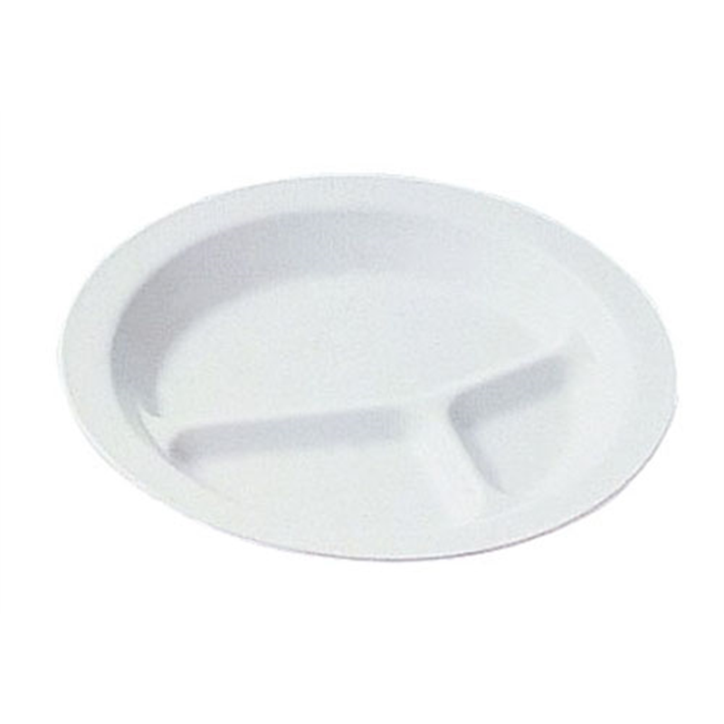 ポリプロピレン食器　白　丸ランチ皿三ッ切 №1714W 1袋（ご注文単位1袋）【直送品】