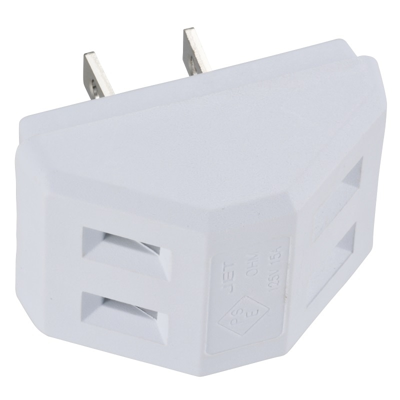 オーム電機 HS-TM2SA1-W 00-1815 三角2口タップ 白(ご注文単位1袋)【直送品】