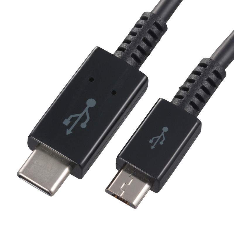 オーム電機 SMT-L10CM-K 01-7071 USB2.0 microB/TypeC ケーブル 1m(ご注文単位1袋)【直送品】