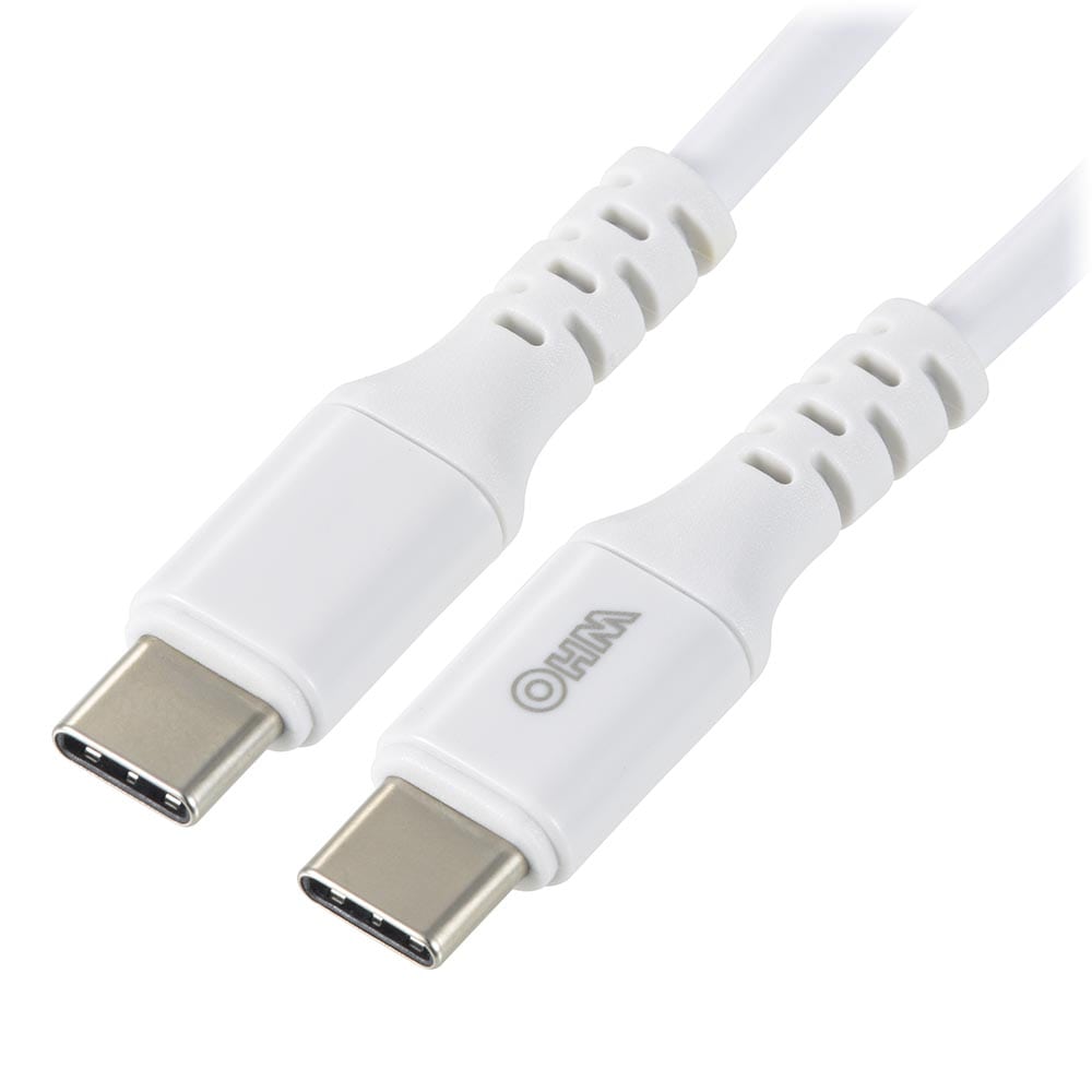 オーム電機 SMT-L15PD-W 01-7195 AudioComm PD対応Type-Cケーブル USB-C to USB-C 1.5m ホワイト(ご注文単位1袋)【直送品】