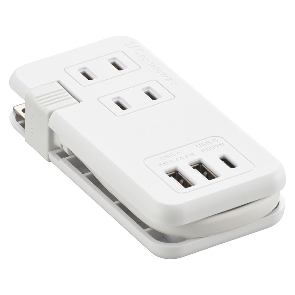 オーム電機 モバイルUSBタップ くるっと収納 PD対応 20W 1個(ご注文単位1個)【直送品】