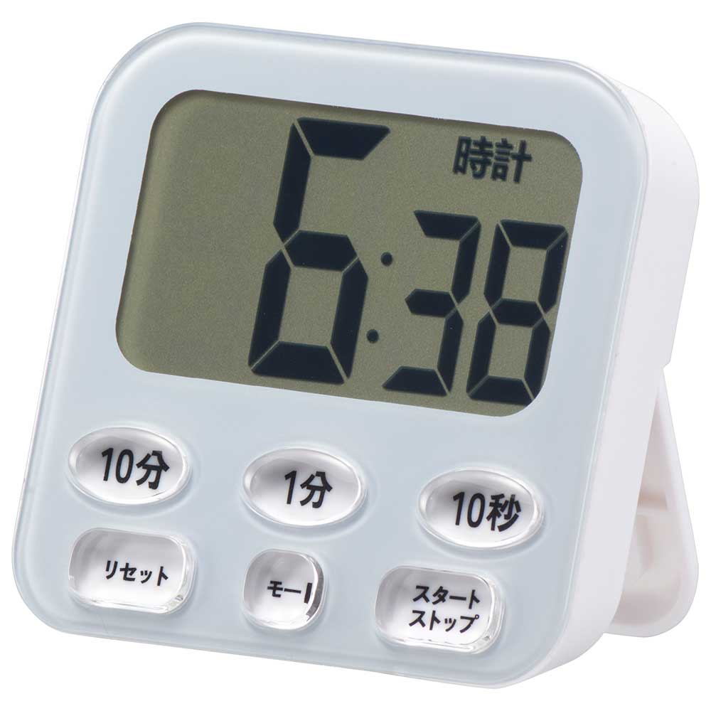 オーム電機 時計付き大画面デジタルタイマー ブルー 1個(ご注文単位1個)【直送品】