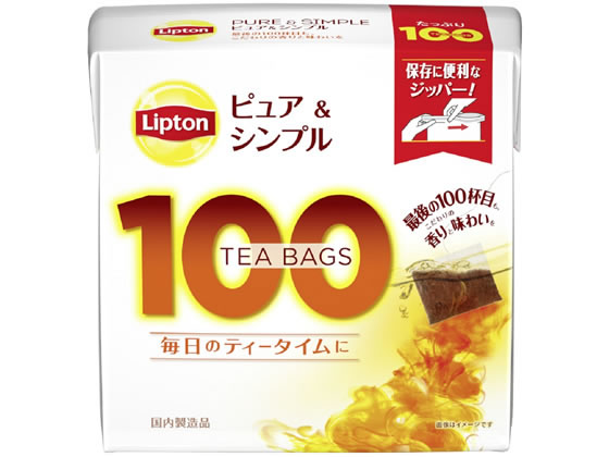 キーコーヒー リプトン ピュア&シンプルティー ティーバッグ 100袋入 1パック※軽（ご注文単位1パック)【直送品】