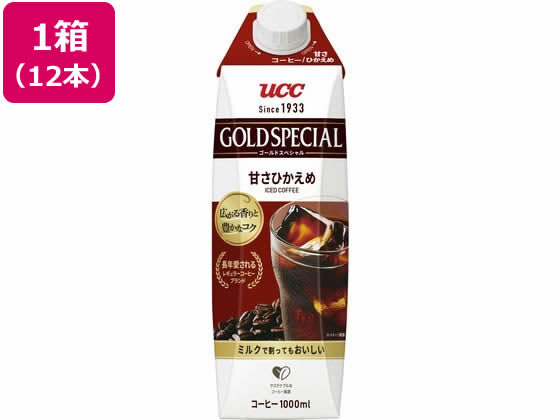 UCC ゴールドスペシャル アイスコーヒー 甘さひかえめ 1000ml×12本 1箱※軽（ご注文単位1箱)【直送品】