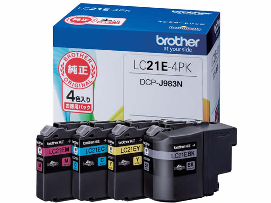 ブラザー インクカートリッジ 4色パック LC21E4PK 1パック(ご注文単位1パック)【直送品】