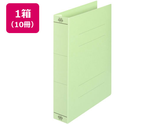 プラス フラットファイル厚とじ ノンステッチ A4タテ グリーン 10冊 1袋(ご注文単位1袋)【直送品】
