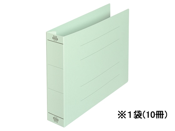 プラス フラットファイル厚とじ ノンステッチ A4ヨコ ブルー 10冊 1袋(ご注文単位1袋)【直送品】