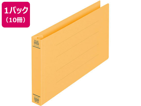 プラス フラットファイル厚とじ ノンステッチ 統一伝票用 イエロー 10冊 1パック(ご注文単位1パック)【直送品】