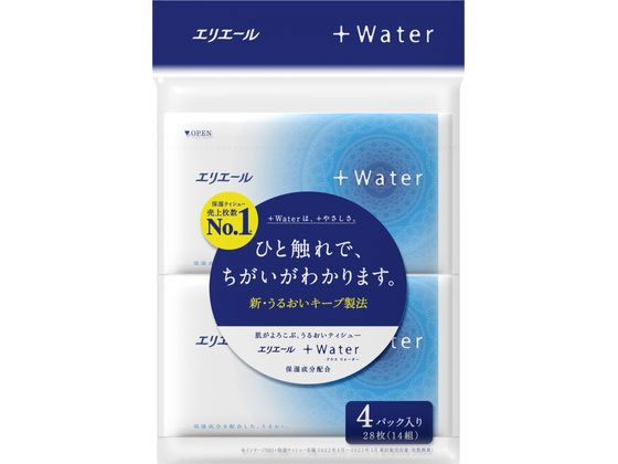大王製紙 エリエール +Water ポケットティシュー 14組4個 1パック(ご注文単位1パック)【直送品】