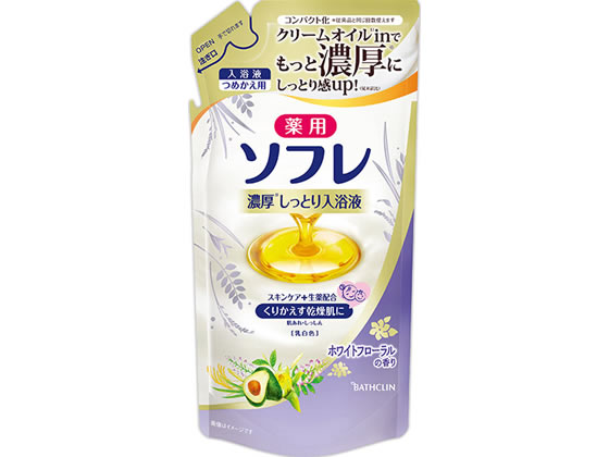 バスクリン ソフレ 濃厚しっとり入浴液 Wフローラルつめかえ 400ml 1個(ご注文単位1個)【直送品】