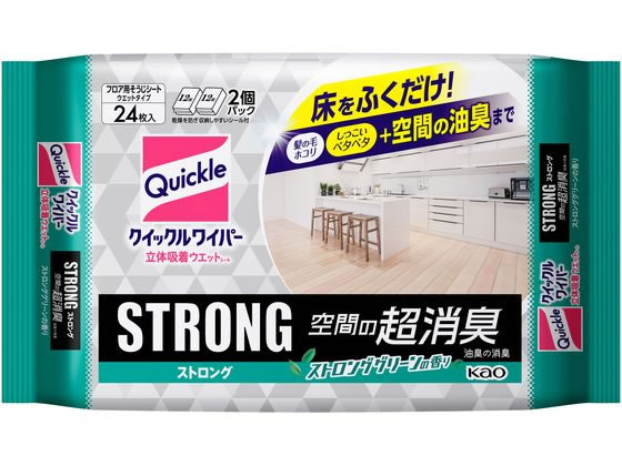 KAO クイックルワイパー 立体吸着ウエットシート ストロング超消臭 24枚入 1パック(ご注文単位1パック)【直送品】