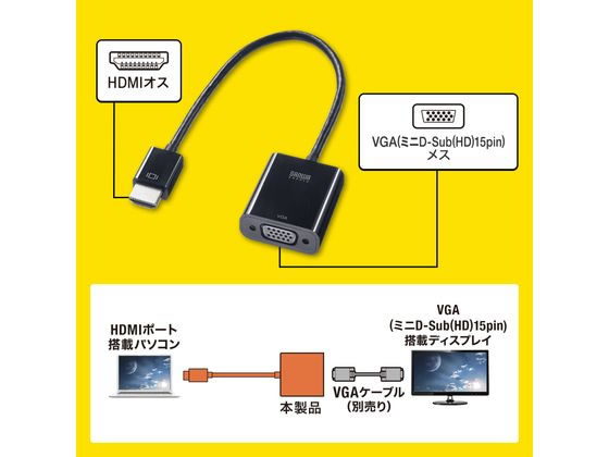 サンワサプライ HDMI-VGA変換アダプタ AD-HD24VGA 1個(ご注文単位1個)【直送品】