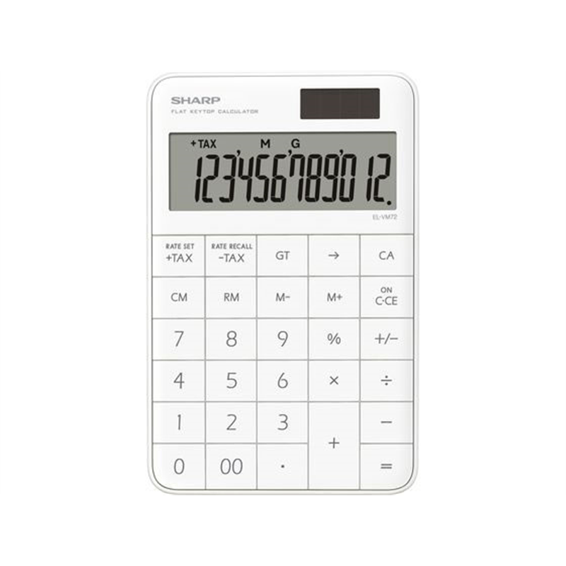 シャープ ミニナイスサイズ 電卓 12桁 ホワイト EL-VM72-WX 1台(ご注文単位1台)【直送品】