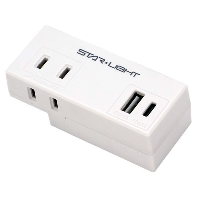 STARLIGHT モバイルUSB電源タップ SK-S2AC2USBPD20 1個(ご注文単位1個)【直送品】
