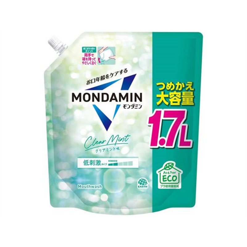 アース製薬 モンダミン クリアミント 替え 大容量 1700mL 1個(ご注文単位1個)【直送品】