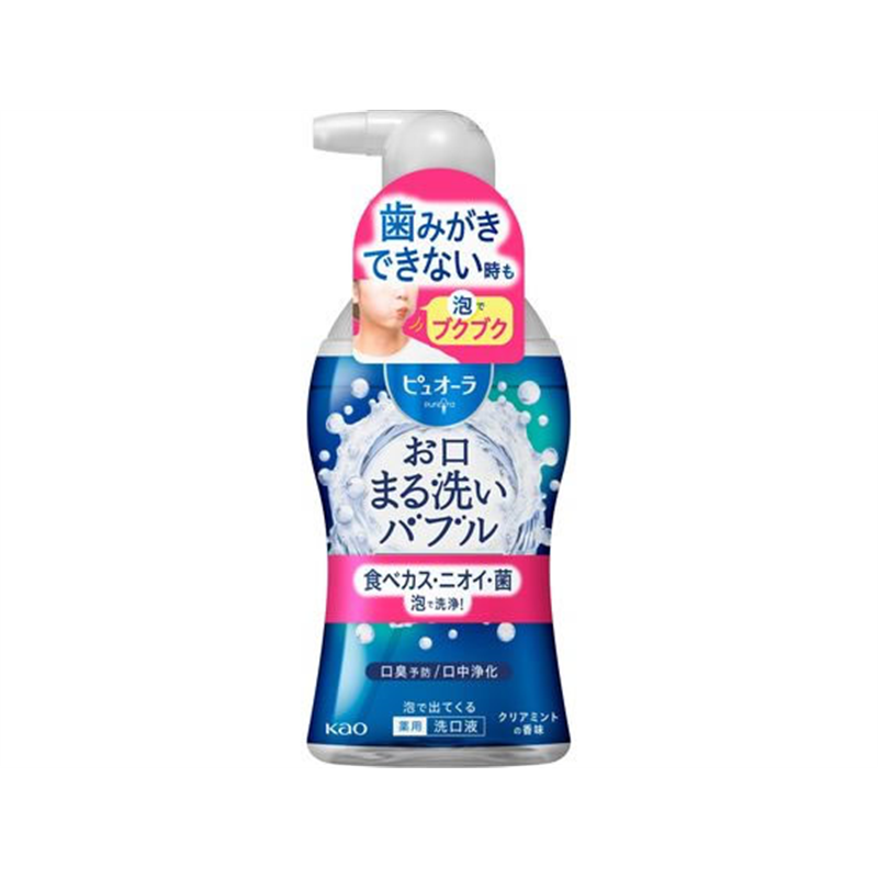 KAO ピュオーラ 泡で出てくる洗口液 クリアミント 180mL 1個(ご注文単位1個)【直送品】