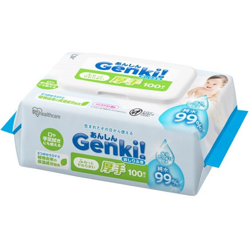 アイリスオーヤマ Genki!おしりふき 厚手100枚 GOK-T1001N 1パック(ご注文単位1パック)【直送品】