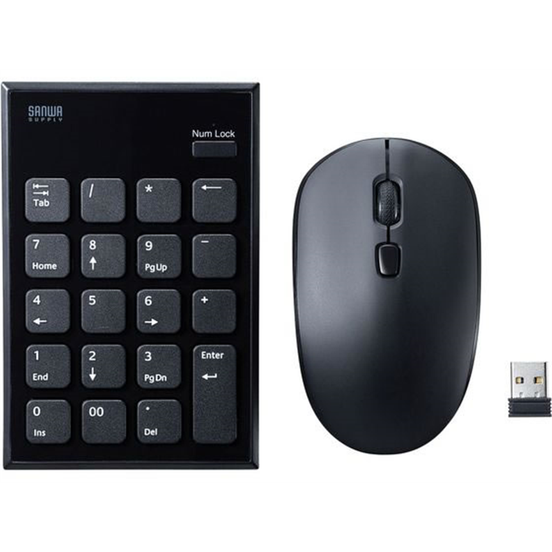 サンワサプライ 静音ワイヤレステンキーマウスセット NT-WL23SETBK 1セット(ご注文単位1セット)【直送品】