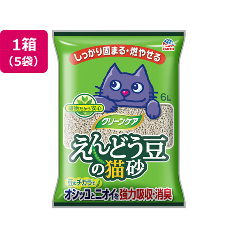 アースペット クリーンケア えんどう豆の猫砂 6L 5袋 1箱(ご注文単位1箱)【直送品】