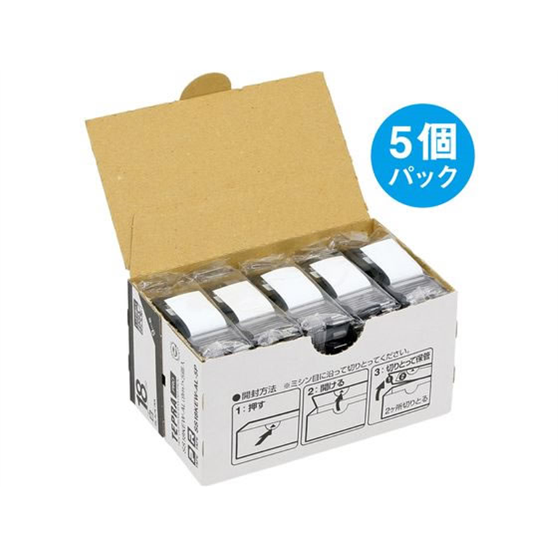 キングジム テプラ しっかり貼れてはがせるエコ 18mm 白 5個 1箱(ご注文単位1箱)【直送品】
