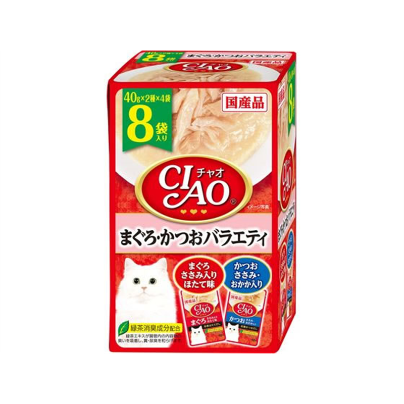 いなば CIAOパウチ まぐろ・かつおバラエティ 2種 40g×8袋 1箱(ご注文単位1箱)【直送品】
