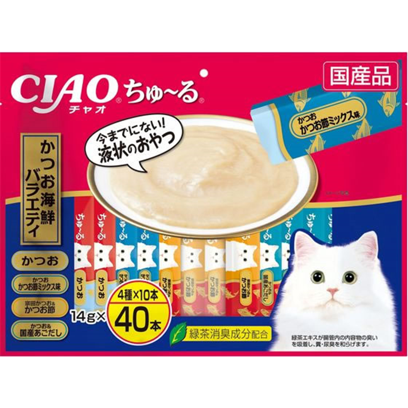 いなば CIAOちゅーる かつお海鮮バラエティ 4種 14g×40本 1パック(ご注文単位1パック)【直送品】