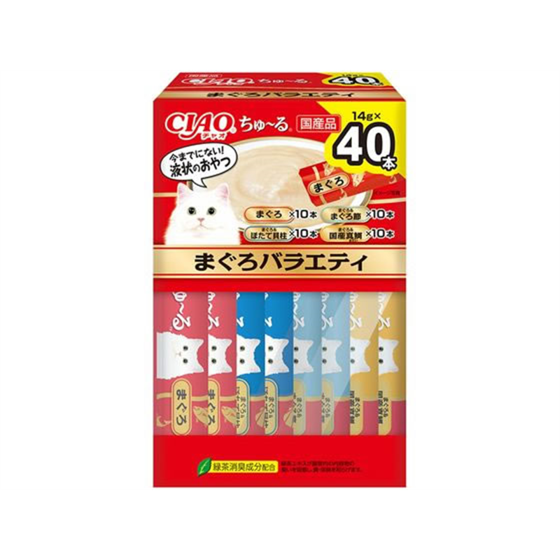 いなば CIAOちゅーる まぐろバラエティ 4種 14g×40本 1箱(ご注文単位1箱)【直送品】