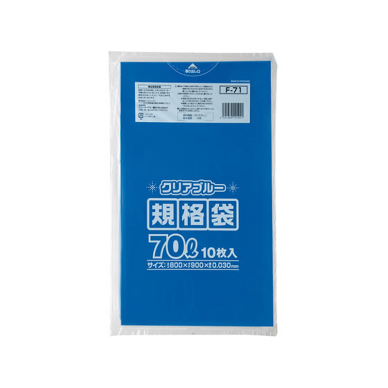 ジャパックス 規格ポリ袋70L 0.03mm厚 800×900mm 青透明 1 1袋（ご注文単位1袋）【直送品】