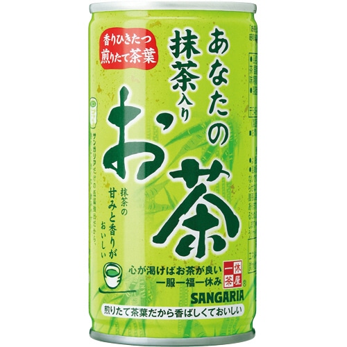 サンガリア あなたの抹茶入りお茶 190g 缶 1セット(180本:30本×6ケース)(ご注文単位1セット)【直送品】