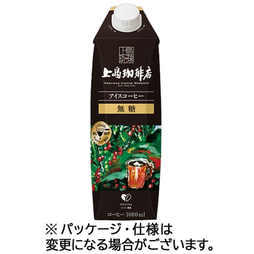 UCC 上島珈琲店 アイスコーヒー 無糖 1L 紙パック(口栓付) 1セット(24本:12本×2ケース) ※軽（ご注文単位1セット）【直送品】