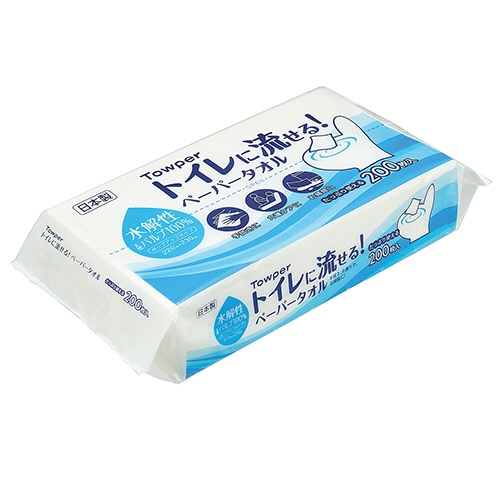 日本製紙クレシア トイレに流せる!ペーパータオル 200枚 35袋/セット(ご注文単位1セット)【直送品】