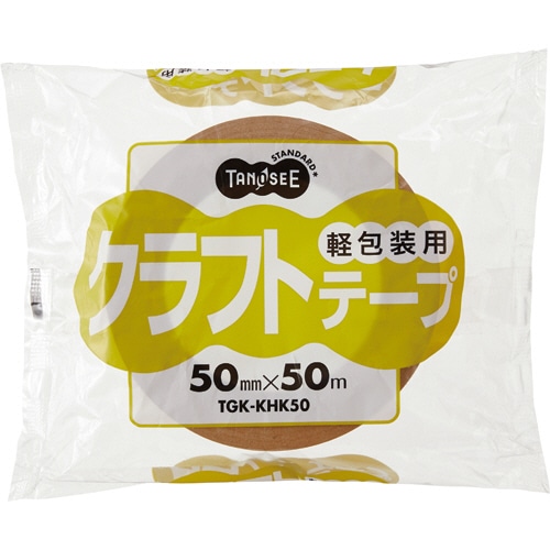TANOSEE 軽包装用クラフトテープ 50mm×50m 1巻（ご注文単位1巻）【直送品】