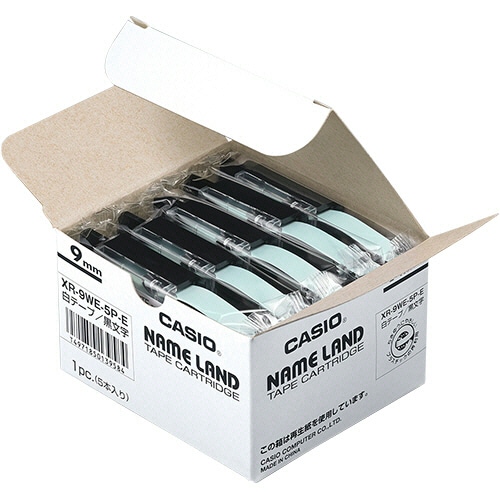 カシオ NAME LAND スタンダードテープ 9mm×8m 白/黒文字 XR-9WE-5P-E 30個/箱(ご注文単位1箱)【直送品】