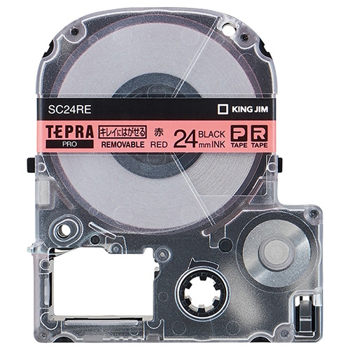 キングジム テプラ PRO テープカートリッジ キレイにはがせるラベル 24mm 赤/黒文字 SC24RE 1個(ご注文単位1個)【直送品】