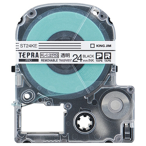 キングジム テプラ PRO テープカートリッジ キレイにはがせるラベル 24mm 透明/黒文字 ST24KE 1個(ご注文単位1個)【直送品】