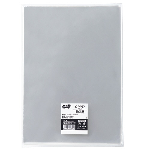 TANOSEE OPP袋 フラット 角2 240×332mm 100枚/袋（ご注文単位1袋）【直送品】