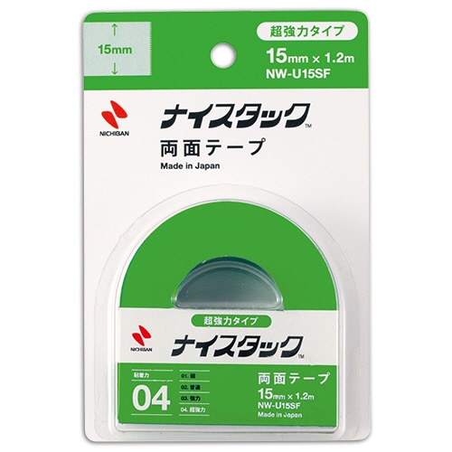 ニチバン ナイスタック 両面テープ 超強力タイプ 小巻 15mm×1.2m NW-U15SF 1巻(ご注文単位1巻)【直送品】