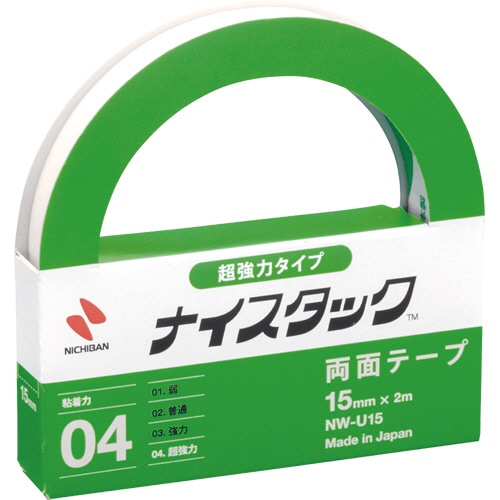 ニチバン ナイスタック 両面テープ 超強力タイプ 大巻 15mm×2m NW-U15 1巻(ご注文単位1巻)【直送品】