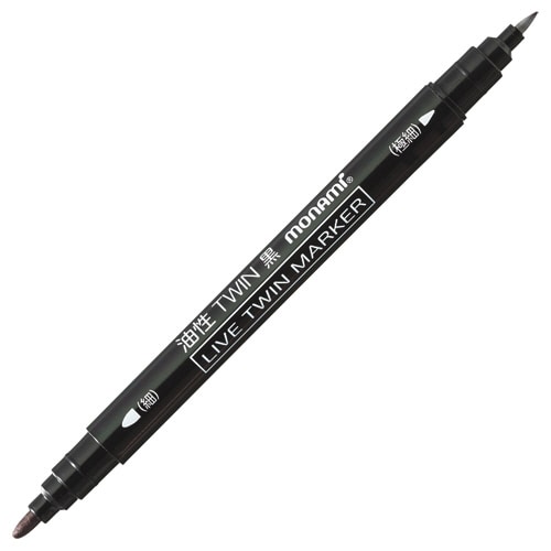 モナミ 油性ツインマーカー 細字＋極細 黒 15001 12本/セット（ご注文単位1セット）【直送品】