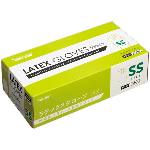 川西工業 ラテックスグローブ 粉なし SS #2134 100枚/箱(ご注文単位1箱)【直送品】