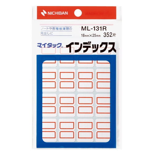 ニチバン　マイタック　インデックス　紙ラベル　小　18×25mm　赤枠　ML-131R　1パック（352片：16片×22シート）（ご注文単位1パック）【直送品】