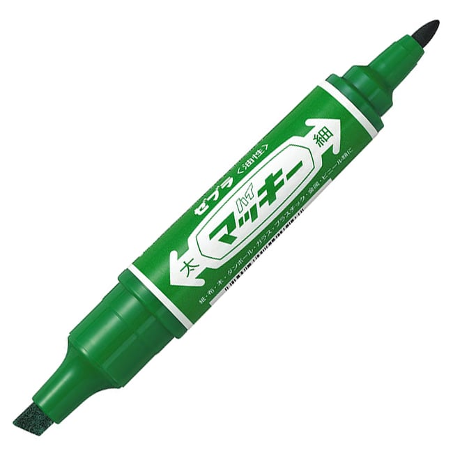 ゼブラ　油性マーカー　ハイマッキー　角芯太字＋丸芯細字　緑　MO-150-MC-G　1本（ご注文単位1本）【直送品】