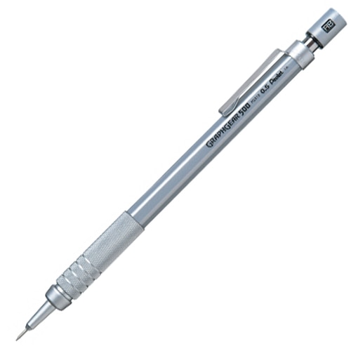 ぺんてる　製図用シャープペンシル　グラフギア500　0.5mm　（軸色：シルバー）　PG515　1本（ご注文単位1本）【直送品】