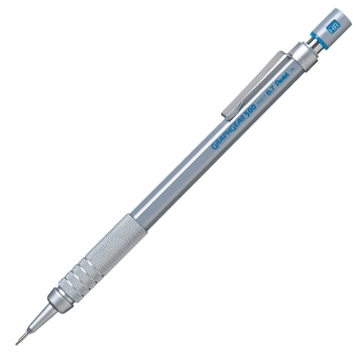 ぺんてる　製図用シャープペンシル　グラフギア500　0.7mm　（軸色：シルバー）　PG517　1本（ご注文単位1本）【直送品】