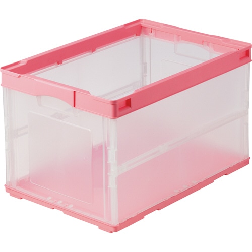 岐阜プラスチック工業　フタなし折りたたみコンテナ　50L　ピンク／透明　CB-S51NRL-PI　1台（ご注文単位1台）【直送品】